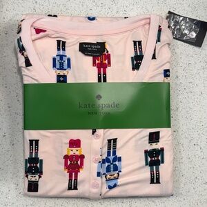 Kate Spade Pink Nutcracker Print Pajama Jogger Set XS NWT